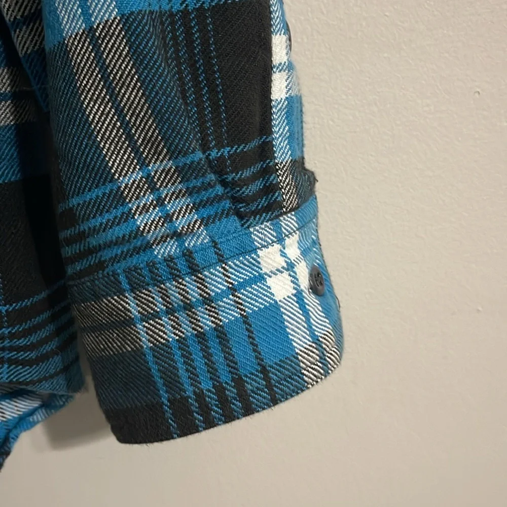 FILSON VINTAGE FLANNEL WORK SHIRT BLUE/BLACK/MULTI PLAID Large